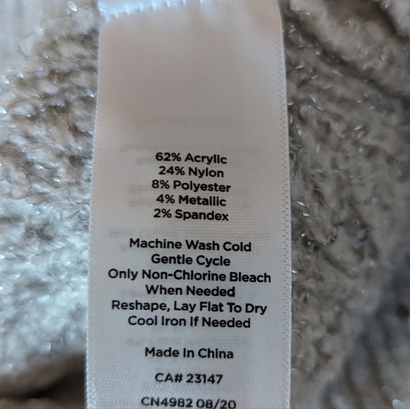 Talbot's Silver Pointelle Knit Sweater w/Silver threads and Sequins Plus 1X EUC - Picture 7 of 7